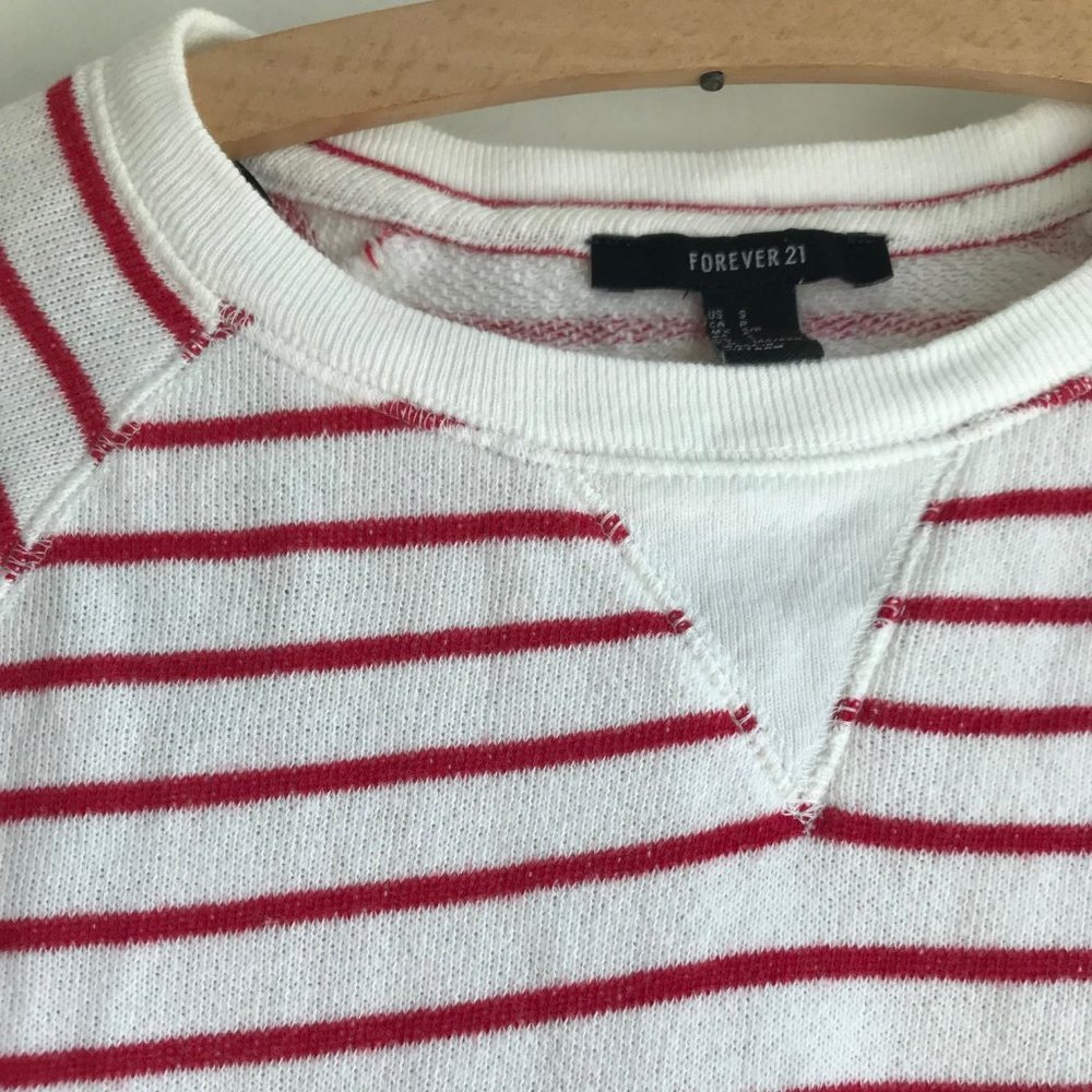 Forever 21 French Terry Red & White Stripe Sweater Sz Small